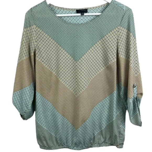 THE LIMITED Womens M Multicolor Chevron Patterned Top Flowy Sleeves - Picture 1 of 7